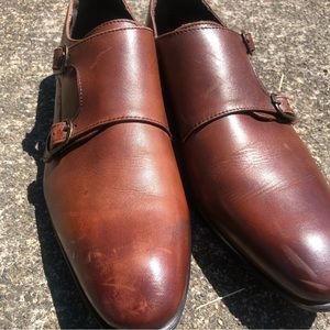 Men’s Brown Leather Buckle Dress Shoe Size 11